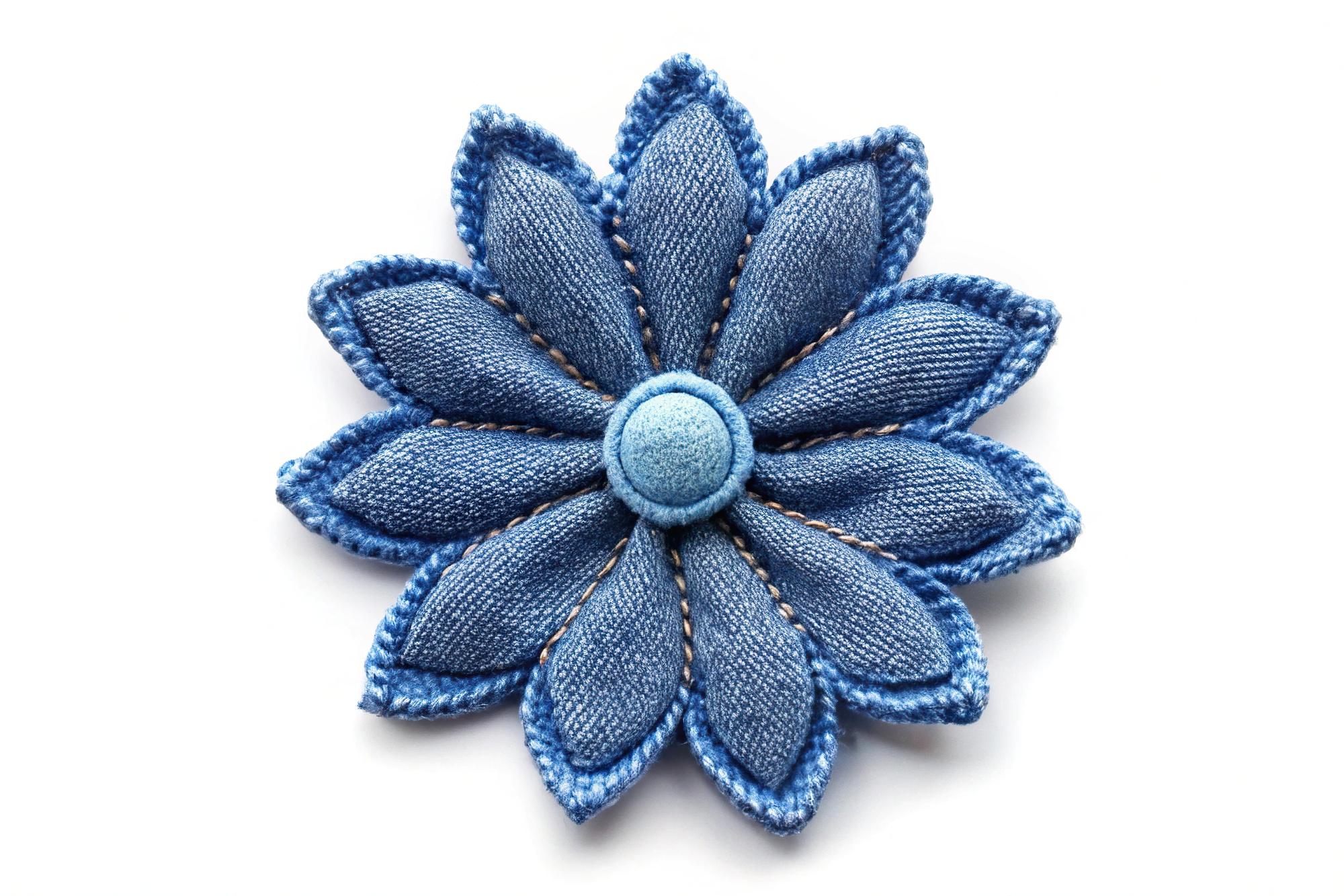 Embroidered jacket detail on denim