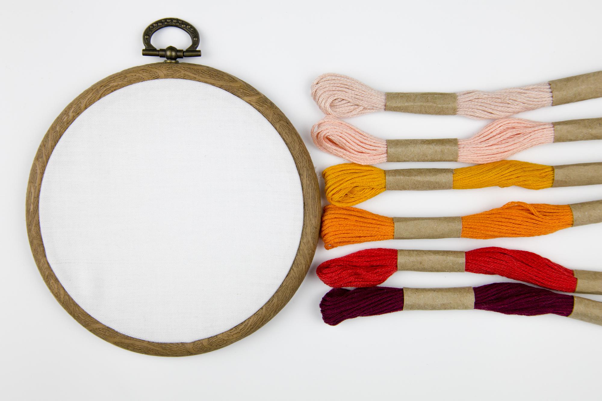 Close-up of colorful embroidery hoop